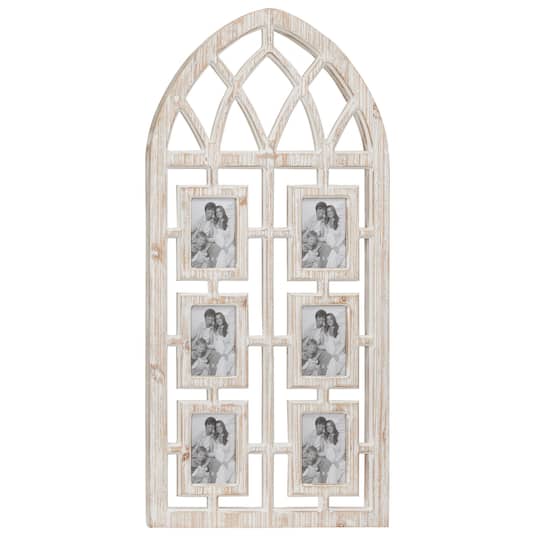6 Opening Light Brown 4" x 6" Wood Vintage Frame